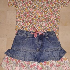 Genuine Kids Floral Jean Skirts w/Carter's Onesie
